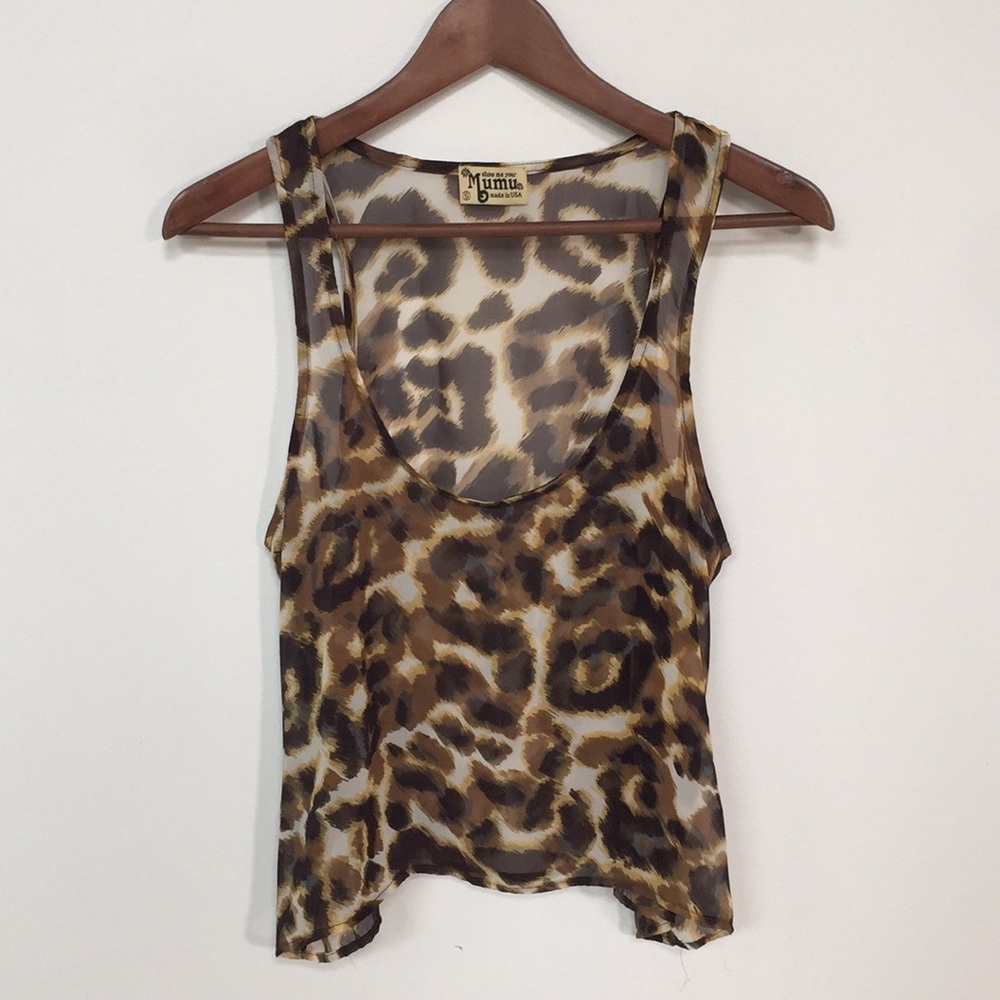 Show Me Your MuMu Leopard Print Sheer Top ! Sz S
